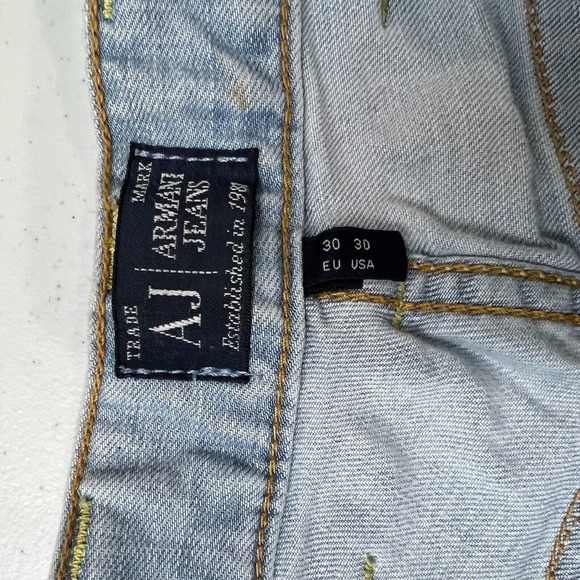 AJ Armani Men's High Rise Straight Leg Denim Jeans Blue Size 30/30 - Picture 13 of 16